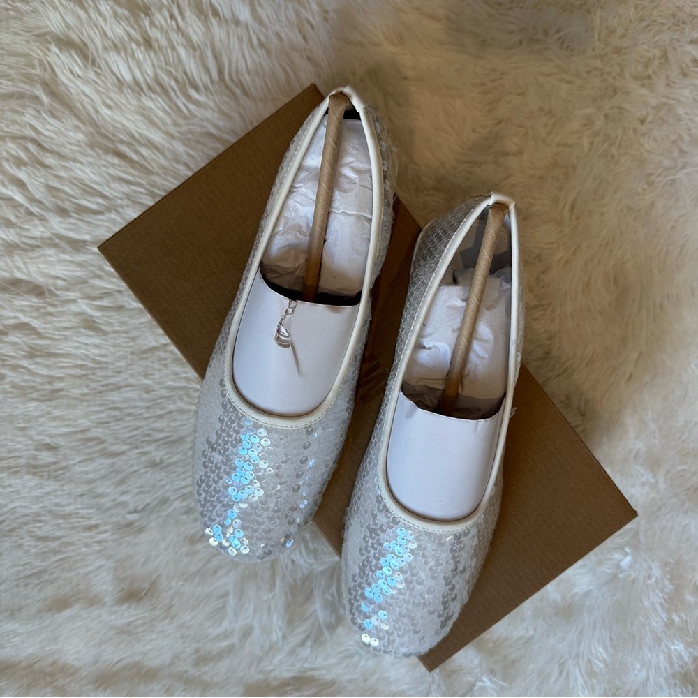 Steve Madden White Sequin Ballet Flats - Picture 12 of 12
